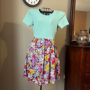 Floral Skater Dress with Aqua Top